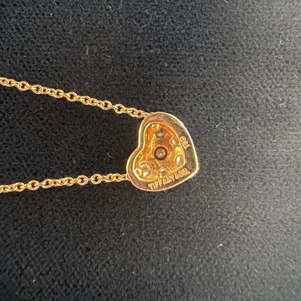 TIFFANY & CO. - 18K Gold Diamond Heart Pendent Necklace - Picture 10 of 10